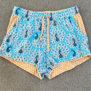 Munki Munki Perfect Pajama Shorts Peacock Print Size Small Bamboo Pockets
